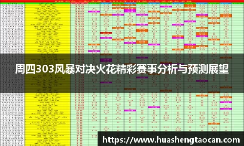 周四303风暴对决火花精彩赛事分析与预测展望